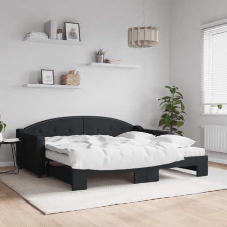 Sofá cama nido con colchón tela negro 90x190 cm de vidaXL, Camas y somieres - Ref: Foro24-3197560, Precio: 416,93 €, Descuent...