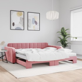 Sofá cama nido con colchón terciopelo rosa 100x200 cm de vidaXL, Camas y somieres - Ref: Foro24-3196963, Precio: 448,86 €, De...