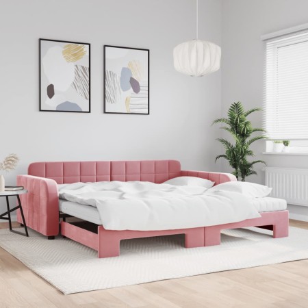 Sofá cama nido con colchón terciopelo rosa 100x200 cm de vidaXL, Camas y somieres - Ref: Foro24-3196963, Precio: 448,86 €, De...