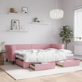Trundle sofa bed with pink velvet drawers 80x200 cm by vidaXL, Beds and slatted bases - Ref: Foro24-3197815, Price: 285,35 €,...