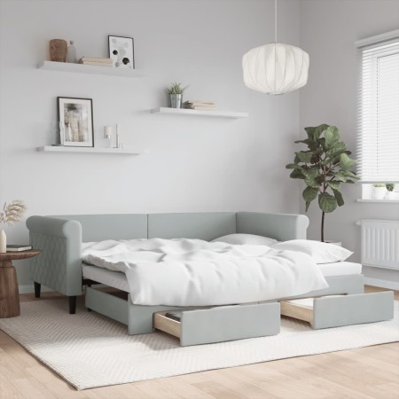 Sofá cama nido con cajones terciopelo gris claro 90x190 cm de vidaXL, Camas y somieres - Ref: Foro24-3197832, Precio: 291,73 ...