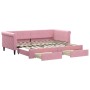 Sofá cama nido con cajones terciopelo rosa 90x200 cm de vidaXL, Camas y somieres - Ref: Foro24-3197822, Precio: 295,91 €, Des...