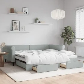 Trundle sofa bed with drawers light gray velvet 100x200 cm by vidaXL, Beds and slatted bases - Ref: Foro24-3197826, Price: 30...