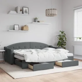 Trundle sofa bed with drawers dark gray fabric 80x200 cm by vidaXL, Beds and slatted bases - Ref: Foro24-3197562, Price: 286,...