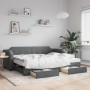 Sofá cama nido con cajones tela gris oscuro 90x200 cm de vidaXL, Camas y somieres - Ref: Foro24-3197671, Precio: 283,90 €, De...