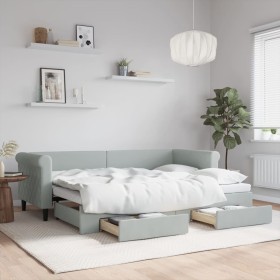Sofá cama nido con cajones terciopelo gris claro 80x200 cm de vidaXL, Camas y somieres - Ref: Foro24-3197812, Precio: 290,71 ...