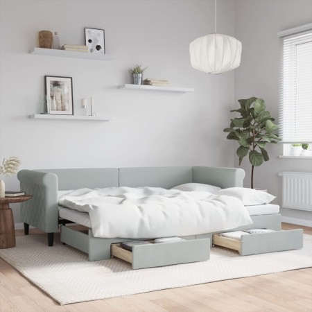 Sofá cama nido con cajones terciopelo gris claro 80x200 cm de vidaXL, Camas y somieres - Ref: Foro24-3197812, Precio: 290,71 ...