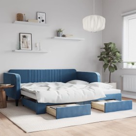 Sofá cama nido con cajones terciopelo azul 100x200 cm de vidaXL, Camas y somieres - Ref: Foro24-3197117, Precio: 297,68 €, De...