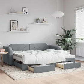 Sofá cama nido con cajones tela gris claro 80x200 cm de vidaXL, Camas y somieres - Ref: Foro24-3197683, Precio: 460,95 €, Des...