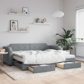 Sofá cama nido con cajones tela gris claro 90x190 cm de vidaXL, Camas y somieres - Ref: Foro24-3197698, Precio: 452,90 €, Des...