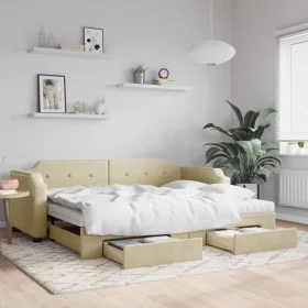 Sofá cama nido con cajones tela color crema 80x200 cm de vidaXL, Camas y somieres - Ref: Foro24-3197687, Precio: 462,05 €, De...