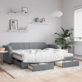 Sofá cama nido con cajones tela gris claro 100x200 cm de vidaXL, Camas y somieres - Ref: Foro24-3197693, Precio: 479,57 €, De...