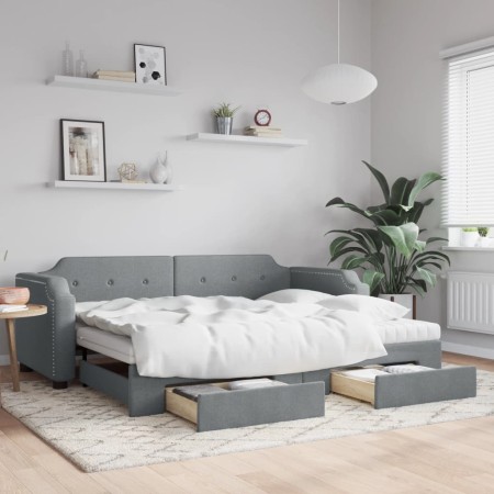 Sofá cama nido con cajones tela gris claro 100x200 cm de vidaXL, Camas y somieres - Ref: Foro24-3197693, Precio: 479,57 €, De...