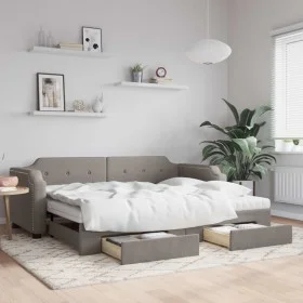 Sofá cama nido con cajones tela gris taupe 100x200 cm de vidaXL, Camas y somieres - Ref: Foro24-3197696, Precio: 479,74 €, De...