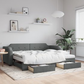 Sofá cama nido con cajones tela gris oscuro 90x190 cm de vidaXL, Camas y somieres - Ref: Foro24-3197699, Precio: 456,45 €, De...