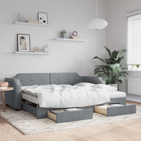 Sofá cama nido con cajones tela gris claro 90x200 cm de vidaXL, Camas y somieres - Ref: Foro24-3197688, Precio: 489,78 €, Des...