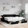 Trundle sofa bed with drawers black fabric 80x200 cm by vidaXL, Beds and slatted bases - Ref: Foro24-3197685, Price: 463,73 €...
