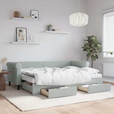 Sofá cama nido con cajones terciopelo gris claro 80x200 cm de vidaXL, Camas y somieres - Ref: Foro24-3197836, Precio: 456,40 ...
