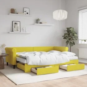 Trundle sofa bed with drawers yellow velvet 80x200 cm by vidaXL, Beds and slatted bases - Ref: Foro24-3197841, Price: 447,85 ...