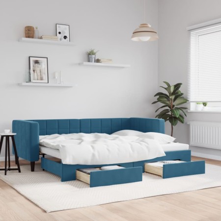 Sofá cama nido con cajones terciopelo azul 80x200 cm de vidaXL, Camas y somieres - Ref: Foro24-3196731, Precio: 287,51 €, Des...