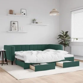 Sofá cama nido con cajones terciopelo verde oscuro 80x200 cm de vidaXL, Camas y somieres - Ref: Foro24-3196734, Precio: 282,3...
