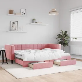 Trundle sofa bed with pink velvet drawers 80x200 cm by vidaXL, Beds and slatted bases - Ref: Foro24-3196735, Price: 284,39 €,...