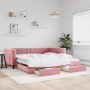 Sofá cama nido con cajones terciopelo rosa 100x200 cm de vidaXL, Camas y somieres - Ref: Foro24-3196749, Precio: 318,88 €, De...