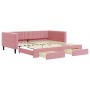 Sofá cama nido con cajones terciopelo rosa 100x200 cm de vidaXL, Camas y somieres - Ref: Foro24-3196749, Precio: 318,88 €, De...