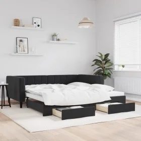Trundle sofa bed with drawers black velvet 100x200 cm by vidaXL, Beds and slatted bases - Ref: Foro24-3196750, Price: 301,68 ...