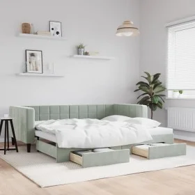 Sofá cama nido con cajones terciopelo gris claro 90x190 cm de vidaXL, Camas y somieres - Ref: Foro24-3196752, Precio: 284,25 ...