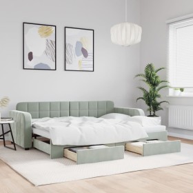 Sofá cama nido con cajones terciopelo gris claro 80x200 cm de vidaXL, Camas y somieres - Ref: Foro24-3196970, Precio: 307,56 ...
