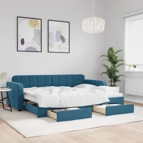 Sofá cama nido con cajones terciopelo azul 80x200 cm de vidaXL, Camas y somieres - Ref: Foro24-3196969, Precio: 286,10 €, Des...