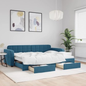 Sofá cama nido con cajones terciopelo azul 80x200 cm de vidaXL, Camas y somieres - Ref: Foro24-3196969, Precio: 290,15 €, Des...