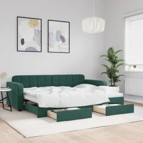 Sofá cama nido con cajones terciopelo verde oscuro 80x200 cm de vidaXL, Camas y somieres - Ref: Foro24-3196972, Precio: 287,1...