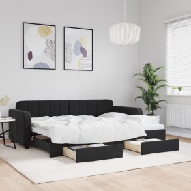 Sofá cama nido con cajones terciopelo negro 80x200 cm de vidaXL, Camas y somieres - Ref: Foro24-3196974, Precio: 292,47 €, De...