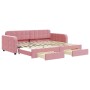 Sofá cama nido con cajones terciopelo rosa 90x200 cm de vidaXL, Camas y somieres - Ref: Foro24-3196980, Precio: 369,29 €, Des...