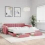 Ausziehbares Schlafsofa mit rosa Samtschubladen 100x200 cm von vidaXL, Betten und Lattenroste - Ref: Foro24-3196987, Preis: 3...