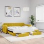 Sofá cama nido con cajones terciopelo amarillo 100x200 cm de vidaXL, Camas y somieres - Ref: Foro24-3196989, Precio: 302,00 €...