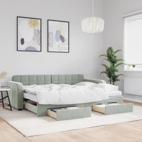 Sofá cama nido con cajones terciopelo gris claro 80x200 cm de vidaXL, Camas y somieres - Ref: Foro24-3196994, Precio: 512,18 ...