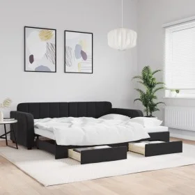 Sofá cama nido con cajones terciopelo negro 90x190 cm de vidaXL, Camas y somieres - Ref: Foro24-3196992, Precio: 283,78 €, De...
