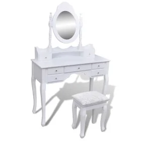 Schminktisch mit Spiegel und Hocker 7 Schubladen weiß von vidaXL, Schlafzimmerkommoden - Ref: Foro24-241002, Preis: 258,53 €,...