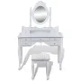 Tocador con espejo y taburete 7 cajones blanco de vidaXL, Tocadores para dormitorios - Ref: Foro24-241002, Precio: 258,53 €, ...