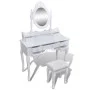 Tocador con espejo y taburete 7 cajones blanco de vidaXL, Tocadores para dormitorios - Ref: Foro24-241002, Precio: 258,53 €, ...