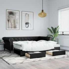 Sofá cama nido con cajones cuero sintético negro 90x200 cm de vidaXL, Camas y somieres - Ref: Foro24-3197731, Precio: 328,72 ...