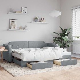 Sofá cama nido con cajones tela gris claro 80x200 cm de vidaXL, Camas y somieres - Ref: Foro24-3197665, Precio: 289,26 €, Des...