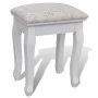 Tocador con espejo y taburete 7 cajones blanco de vidaXL, Tocadores para dormitorios - Ref: Foro24-241002, Precio: 258,53 €, ...