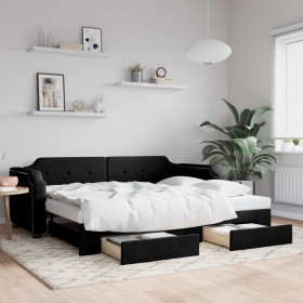 Sofá cama nido con cajones tela negro 80x200 cm de vidaXL, Camas y somieres - Ref: Foro24-3197667, Precio: 296,74 €, Descuent...