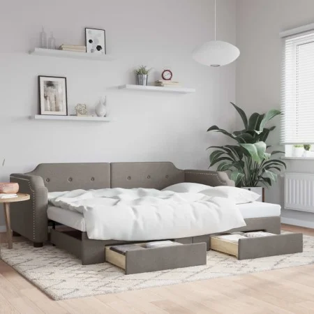 Trundle sofa bed with drawers taupe gray fabric 80x200 cm by vidaXL, Beds and slatted bases - Ref: Foro24-3197668, Price: 292...