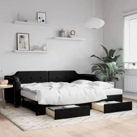 Sofá cama nido con cajones tela negro 90x200 cm de vidaXL, Camas y somieres - Ref: Foro24-3197672, Precio: 297,94 €, Descuent...