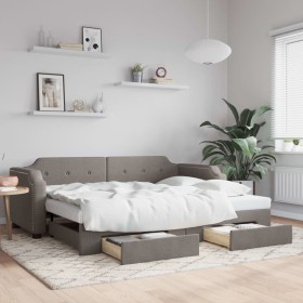 Sofá cama nido con cajones tela gris taupe 90x200 cm de vidaXL, Camas y somieres - Ref: Foro24-3197673, Precio: 296,28 €, Des...